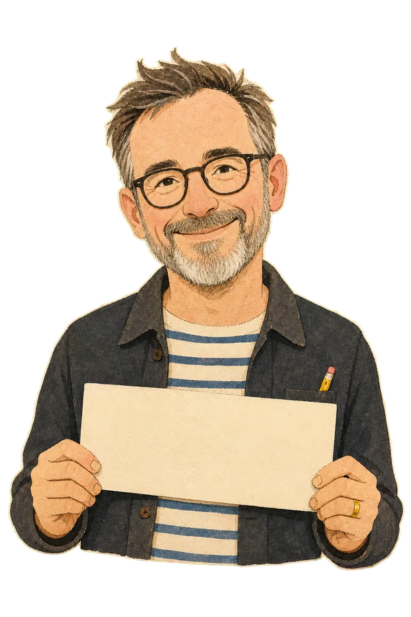 Illustration of Jay holding a company sign